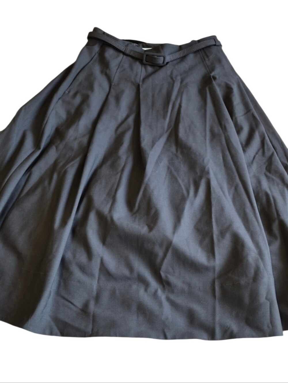 Jason Wu Charcoal Gray Wool Blend Pleated Midi Skirt Belt Size 2